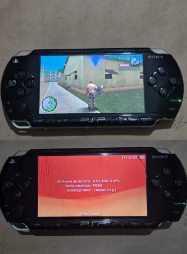 PSP 1000 (Fat) Desbloqueado (com ARK-5) + Bateria Original Sony + Memory Stick 4GB