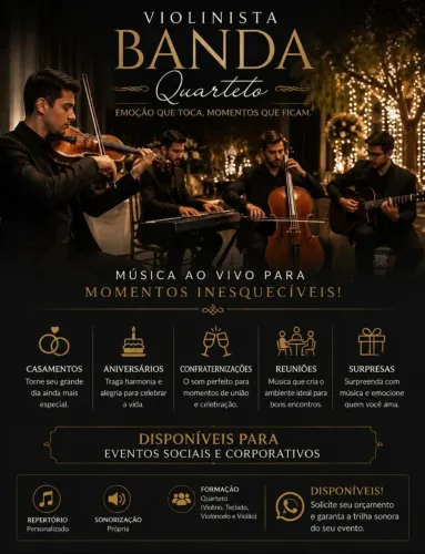 Violonista, bandas, disponível para eventos