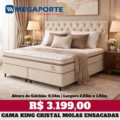 Cama Box Casal King Cristal Molas Ensacadas (Novo) Entrega Grátis!