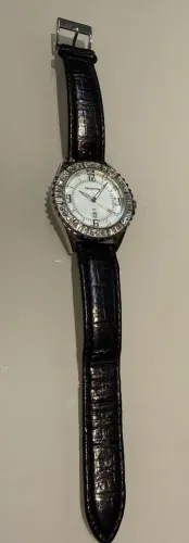 Technos GL10.FD original, quartz com cristais, calendário, pulseira de couro original