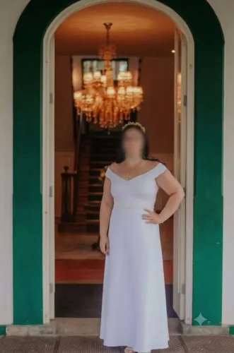 Vestido de noiva longo com renda ombro a ombro - XG
