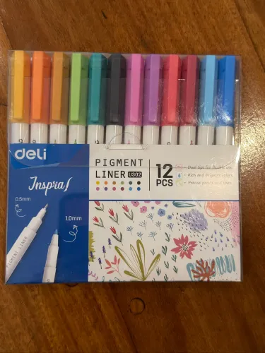 Caneta fineliner 2 pontas - 12 cores - Deli