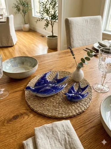 Par de Andorinhas em louça década de 50 enfeite decoração vintage Retrô antigo valor 60