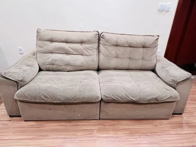 Sofá Retrátil, Reclinável, Bege - 2.30m