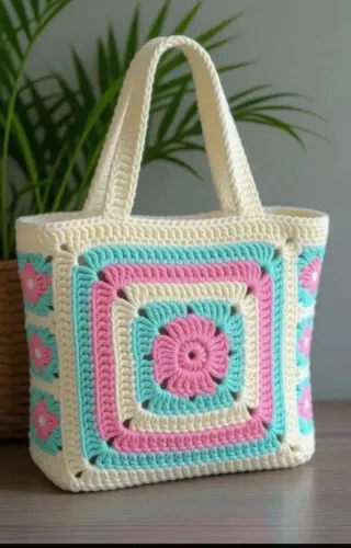 Bolsa square em crochê 