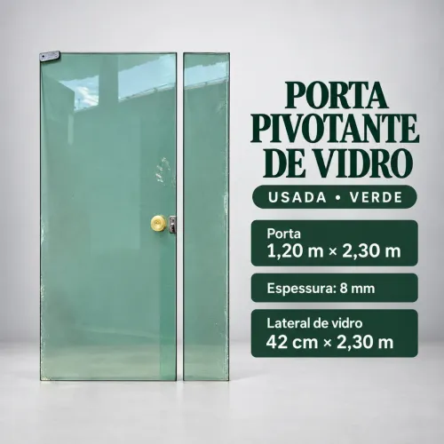 Porta de vidro pivotante grande - Seminova (zera)