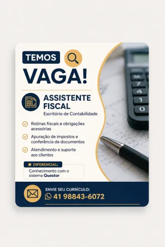 Vaga: Assistente Fiscal - Escritório de Contabilidade