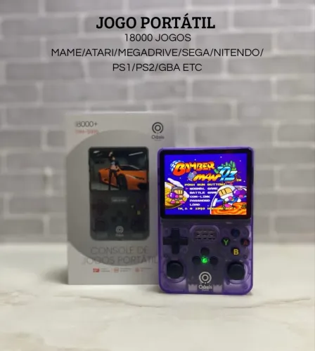 VÍDEO GAME PORTÁTIL OÁSIS OIH-5916 RS36 18000 JOGOS ROXO