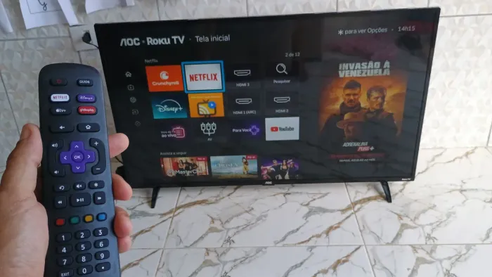 Tv aoc 43 polegadas smart completa roku tv