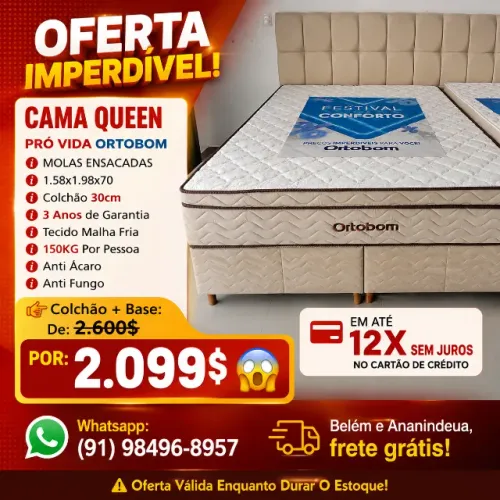 CAMA QUEEN ORTOBOM OFERTA MOLAS ENSACADAS