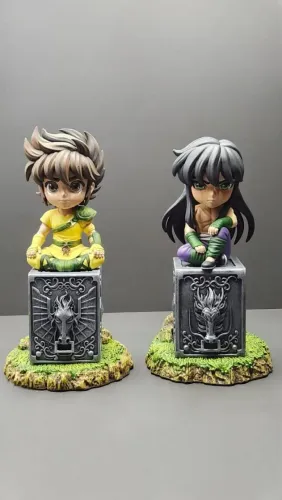 Seiya de Pégaso & Shiryu de Dragão Chibi - Saint Seiya - Custom