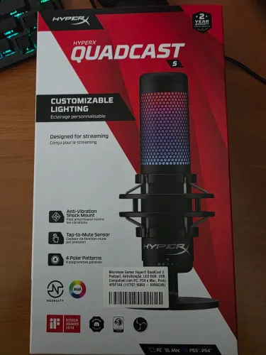 Microfone HyperX QuadCast S USB RGB - Novo, Aberto Apenas para Testes