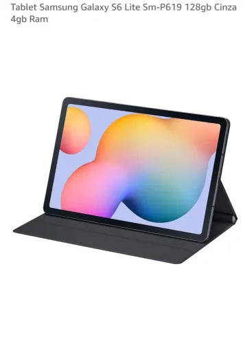 Tablet S6 Samsung  vai com capa rosa e caneta.