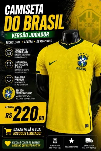 Camiseta Do Brasil Versão Jogador Premium - Nova Estoque Limitado