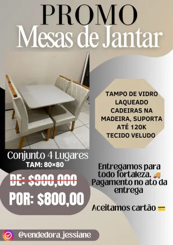MESAS DE JANTAR/ 4 E 6 CADEIRAS
