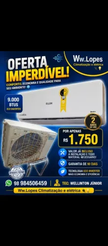 Ar condicionado ELGIN INVERTER 9.000 BTTUS ( VALOR INCLUSO INSTALAÇÃO CHAMAAAAA)