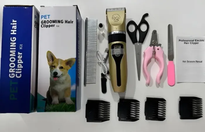 Máquina de Tosa Kit 12 Ferramentas Lâmina de Aço Inox Recarregável - Entrega Grátis