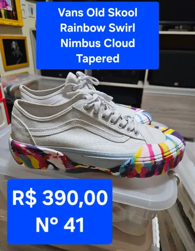 Tênis Vans Old Skool Rainbow Swirl Nimbus Cloud Tapered