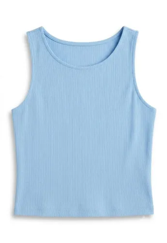 Cropped Regata Canelado azul bebê- Novo / Nunca Usado