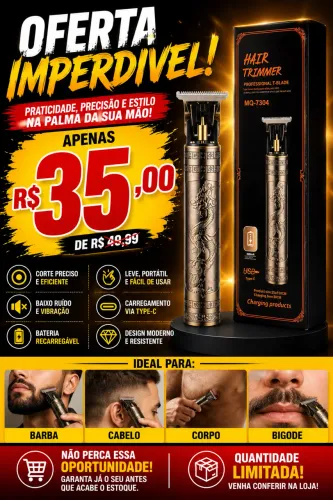Máquina barbeador elétrico recarregavel acabamento 