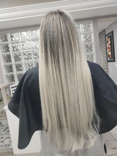 Mega Hair Loiro Platinado 55cm (cabelo vietnamita)