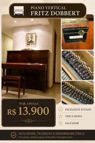 Piano Vertical Fritz Dobbert - Excelente Estado - Salvador