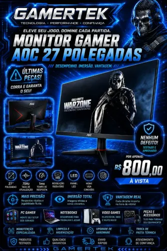 MONITOR GAMER AOC 27 POLEGADAS <br>ENTRADAS -HDMI-DISPLAYPORT-VGA<br>
