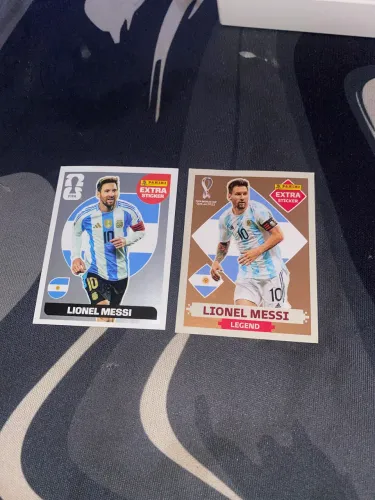 Figurinha Extra Sticker Messi Bronze + Prata Panini Copa 2022 e 2026