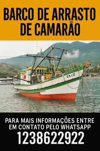 Vendo barco de arrasto de camarão com licença para pesca de 7 barbas e camarão branco