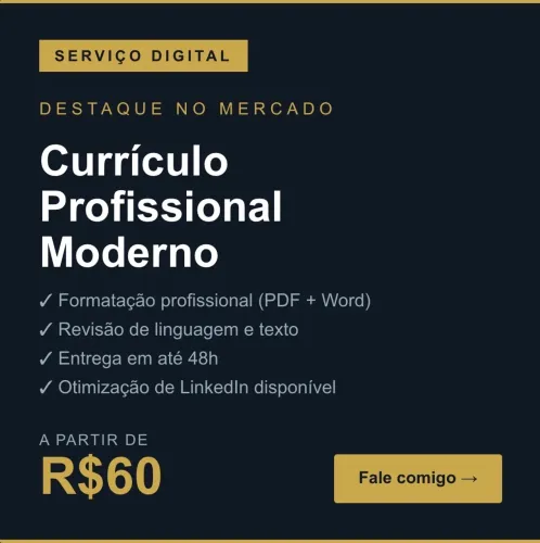 Currículo profissional moderno + otimização de LinkedIn