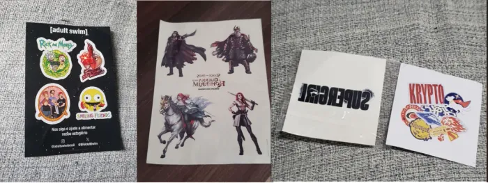 adesivo adult swim + tattoo o senhor dos anéis + super girl / ccxp