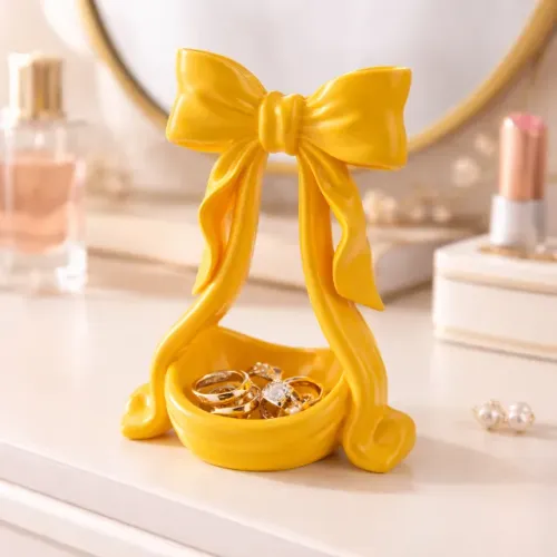 Porta Joia Decorativo com Laço Coquette Suporte de Joias Anéis Colares e Brincos