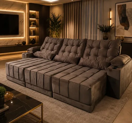 Especial estofado RETRÁTIL E RECLINÁVEL pagamento na entrega