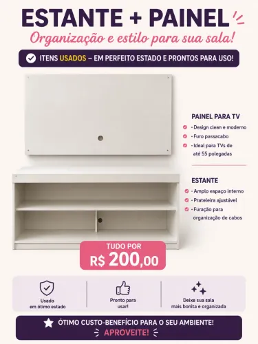 Estante e painel de TV