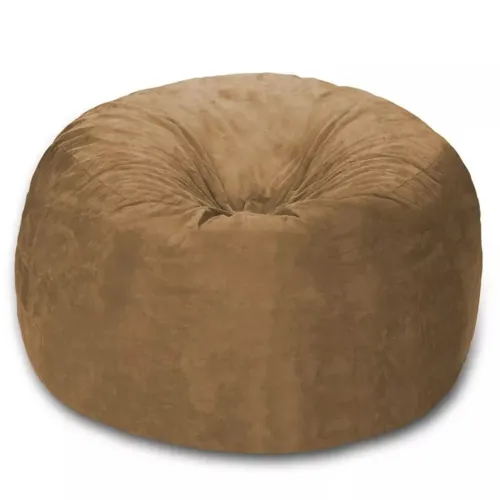 Almofada Puff Redondo 80x20 Em Suede Cappuccino Com Enchimento