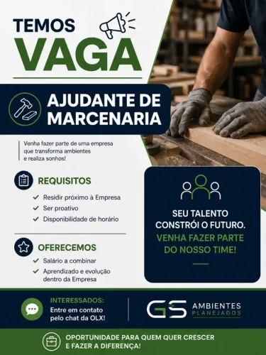 Vaga de Emprego - Ajudante de Marcenaria ( Meio Oficial )