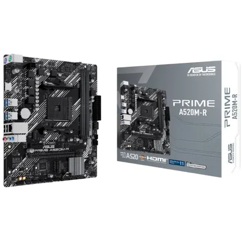Placa Mãe Asus PRIME A520M-R, Chipset A520, AMD AM4, mATX, DDR4-Loja Fs