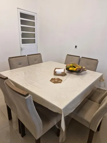 Sala de Jantar Tampo de Vidro 8 Cadeiras Plus Germany Chocolate/Off White