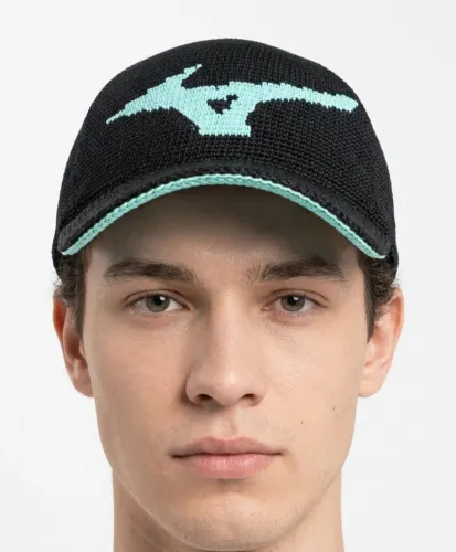 Boné de crochê Mizuno preto e verde Tiffany!