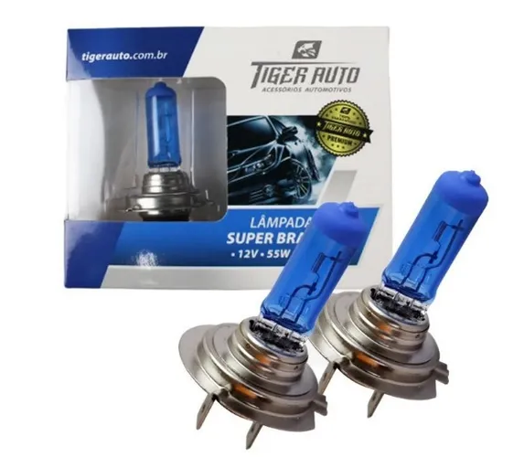 Par de Lâmpadas Super Branca 8500K - H1, H3, H7, H11, H16 - Efeito Xenon - 12V/55W