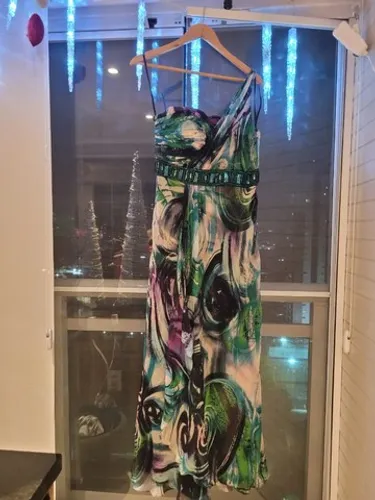 Vestido de Festas Estampado de Seda