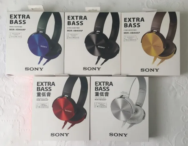 Fone de ouvido (Headphone) Sony Extra Bass MDR-XB450AP. Cabo de 1.2m com Microfone Novo