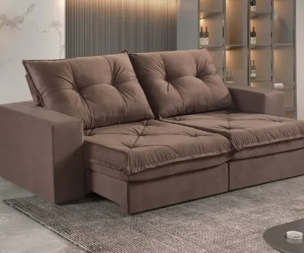 Sofá 2,10m Retrátil/Reclinável Molas Ensacadas D28 c/ Pillow Super Lindo Fazemos Entrega