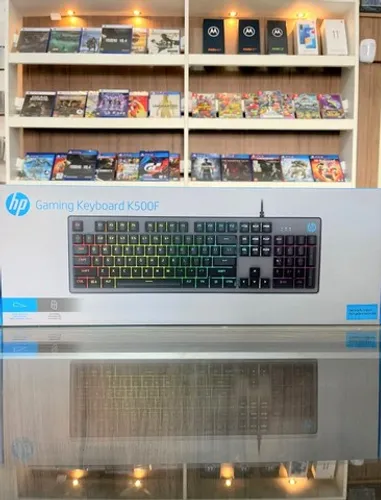 Teclado Gamer HP K500F LED ABNT2 Prata | Loja Física Curitiba