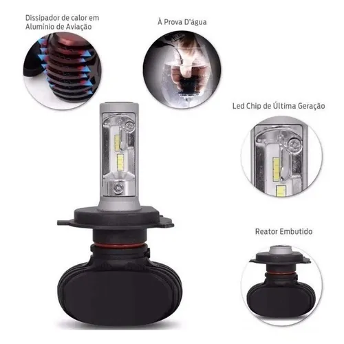 Lâmpada UIltra Led Titanium H4 P/ Moto - 12v 6000k 5.000 Lumens - 06 meses de garantia.