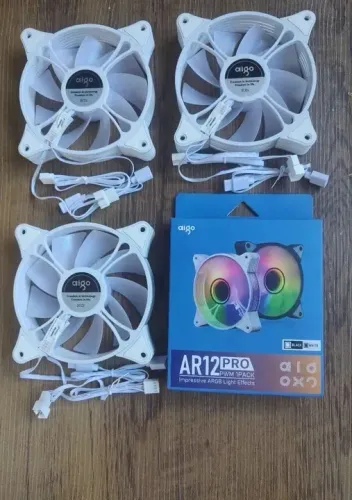 Kit 3x Ventoinhas AR12 (PRO) Branca ou Preta Fan