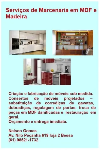 Serviços de Marcenaria.  Marceneiro. Móveis projetados.