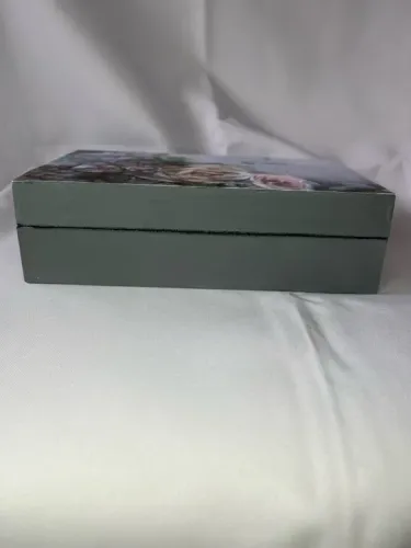 Porta Joias em MDF 19x12x5,5 Flocado com Divisórias, Porta Anel e Papel Decorativo