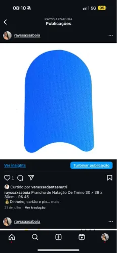Prancha de Natação De Treino 30 × 39 x 30cm - R$ 45 