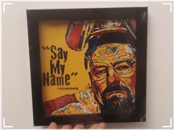 quadro moldurado heisenberg say my name breaking bad 23x23cm